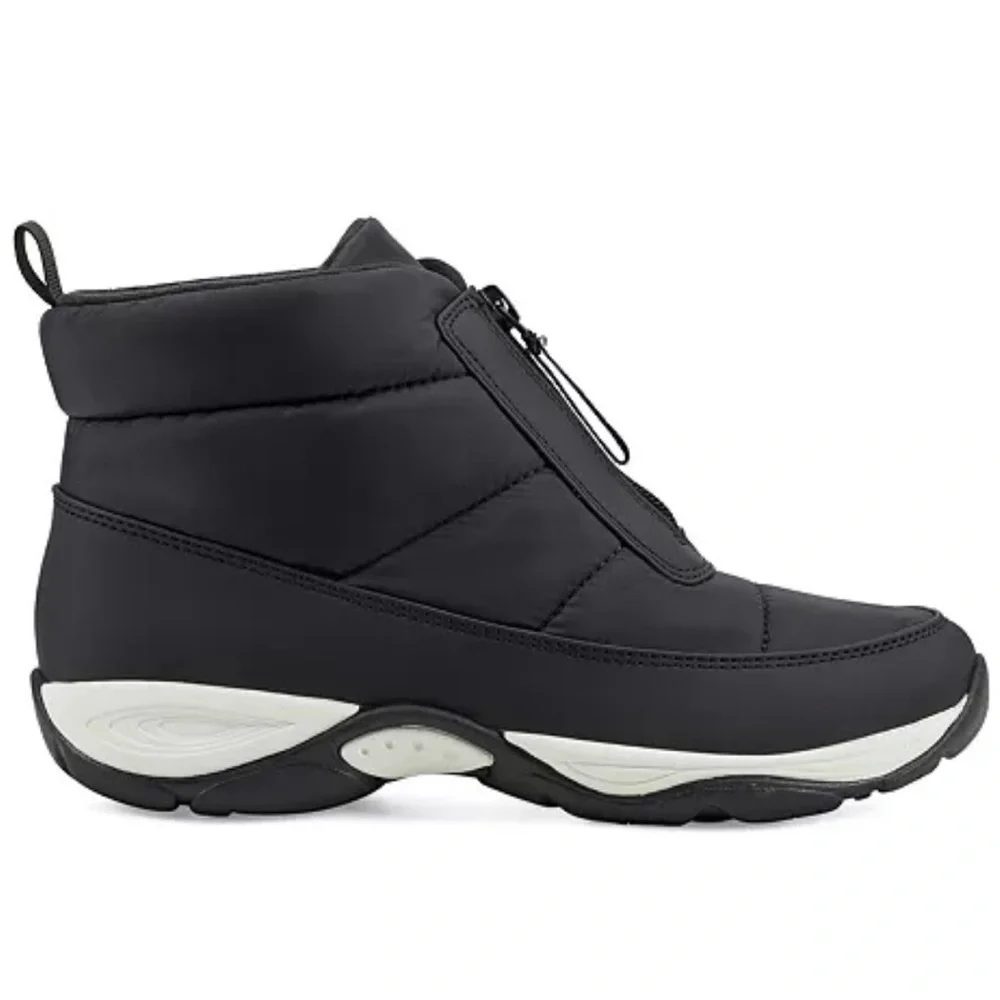 New Easy Spirit Edele Black Zip-Front Quilted Ankle Booties